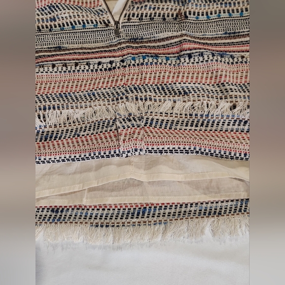 Ann Taylor Loft Multicolored Striped Fringe Hem Skirt With Tweed Texture. Size 4 - Picture 6 of 10